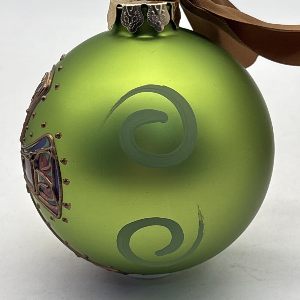 Glass Ornament Christmas Cross Green Glory Haus Brushfire Designs Curl Cross NIB - Picture 4 of 9